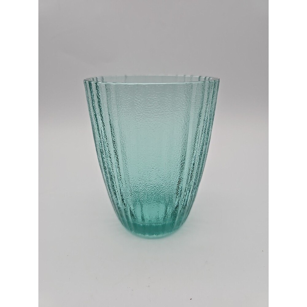 100% Recycled Ribbed Glass Vase ATE13 Aqua Colored Glass